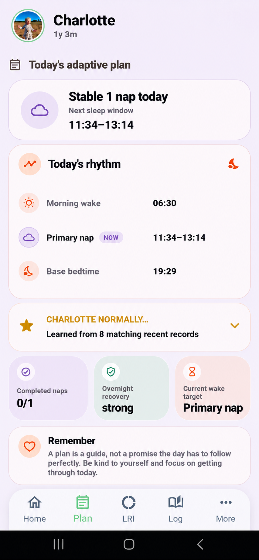 Little Dreams adaptive sleep plan